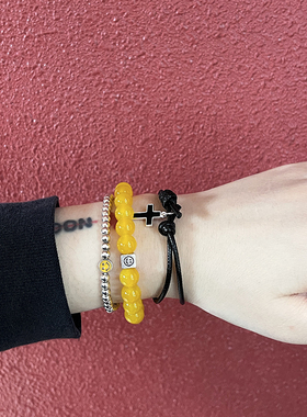 情侣黑色蜡绳925银暗黑系简约