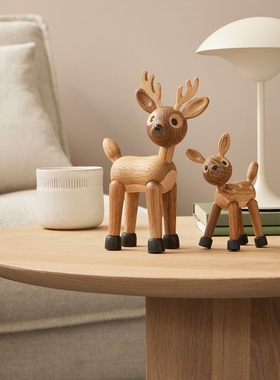 瑞典直邮Spring Copenhagen实木摆件创意客厅各种动物手工橡木