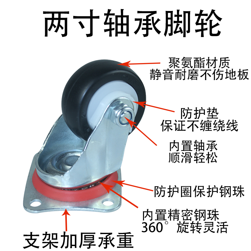 2寸万向轮纺织脚轮滑轮轮子轮片棉条桶棉机大桶服装厂防尘缠绕线-图1