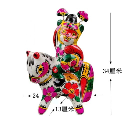 秦雍非遗文创纯手工礼品陕西泥塑摆件凤翔泥塑彩绘马上封侯送领导 - 图1