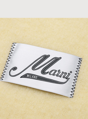 【24期免息】MARNI 2026秋冬新品女士鹅黄色布标流苏围巾