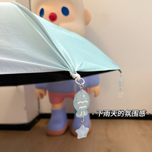 冰透小鱼雨伞女高颜值晴雨两用学生可爱太阳伞防晒ins折叠全自动 - 图2