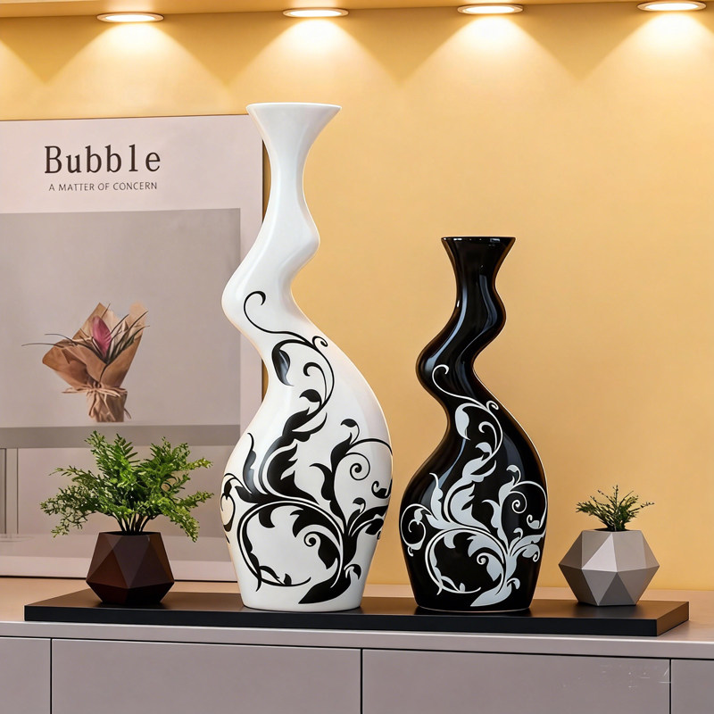现代简约家居陶瓷花瓶装饰工艺品摆设电视柜创意酒柜客厅插花摆件,淘宝优惠券,粉丝福利购,淘宝优惠卷