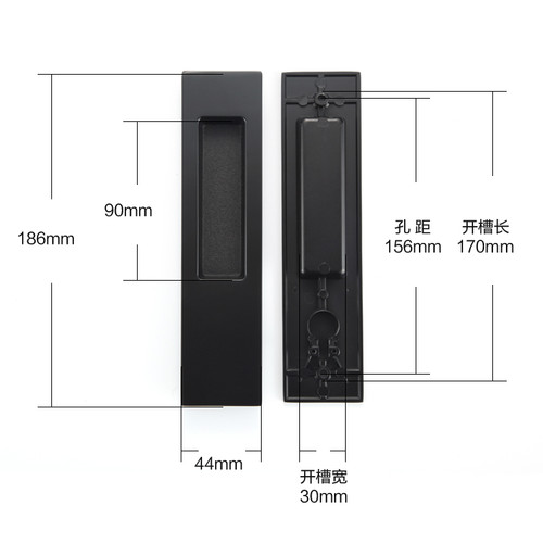 依佰利简约移门锁灰黑色北欧推拉门锁金色移门拉手古铜色折叠门锁 - 图3