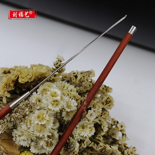 小号薄耳起刘福艺采耳工具红木柄耳铲不锈钢耳起弹力头部微翘耳挑 - 图2