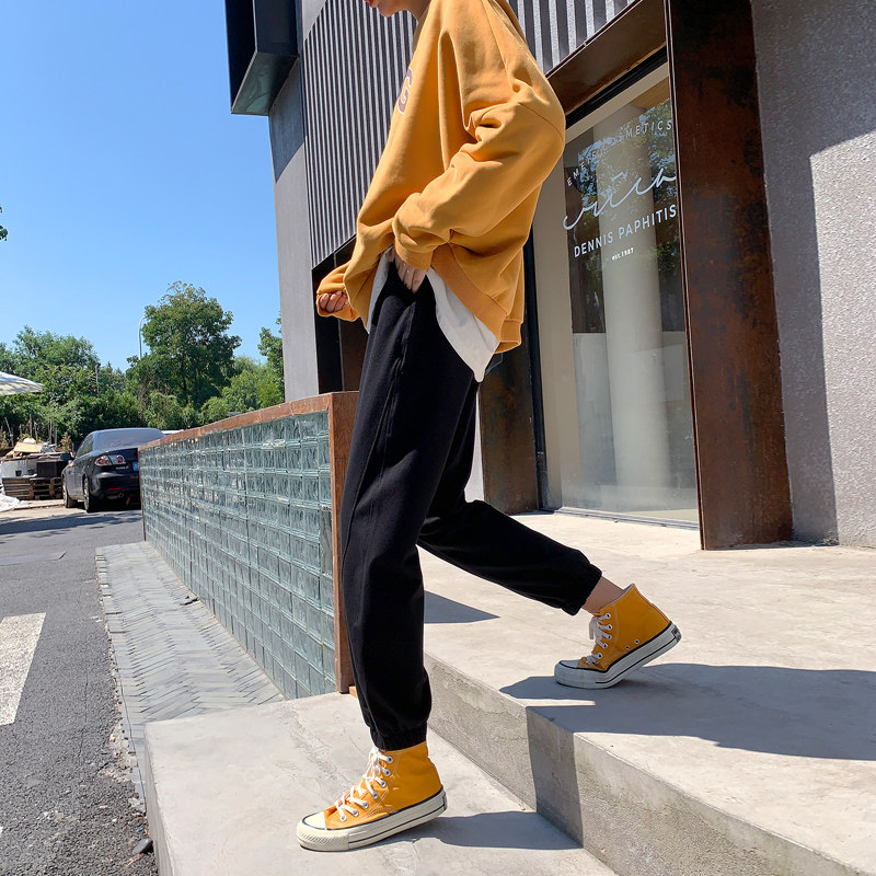 宽松束脚休闲秋季灯笼裤黑色潮卫裤 可男可女休闲裤