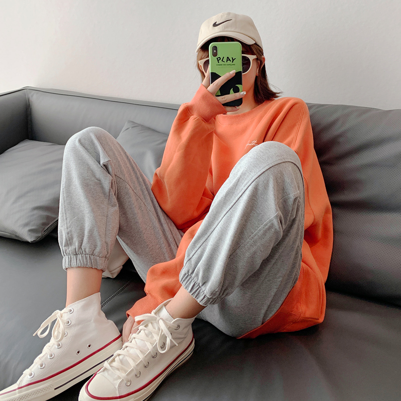 宽松束脚休闲秋季灯笼裤黑色潮卫裤 可男可女休闲裤