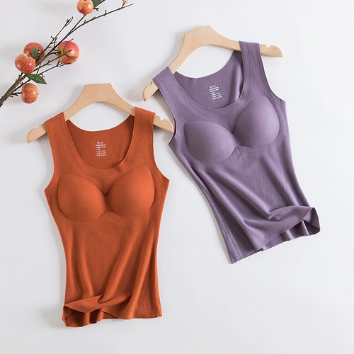 Удерживающая тепло майка топ, бархатный топ с чашечками, базовое утепленное демисезонное нижнее белье, термобелье, в обтяжку