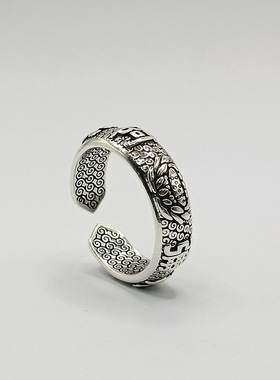 新品复古南无阿弥陀佛戒指佛系指