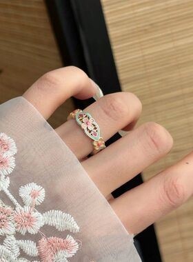 新款法式宫廷风珐琅繁花鸢尾花戒指高级感彩色滴油花朵指环女