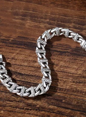 镀S925银重工鼻形手链酷拽朋克ins风小众冷淡风复古手环