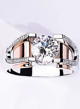 时尚流行白金玫瑰金双色大钻戒个
