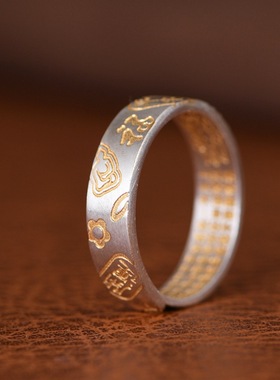 镀925银新品古韵足戒指文艺吉言