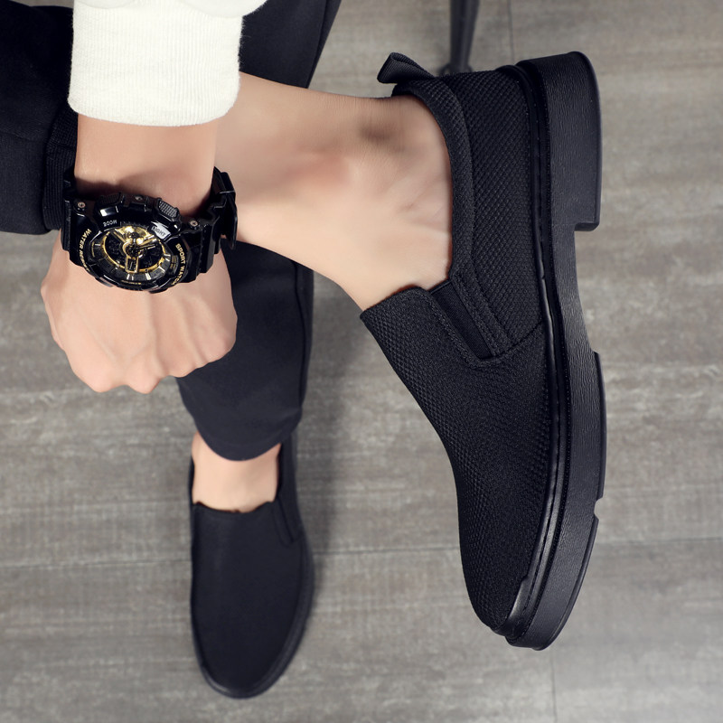 男鞋春季透气新款老北京布鞋男一脚蹬懒人鞋韩版帆布鞋男士休闲鞋,淘宝优惠券,粉丝福利购,淘宝优惠卷