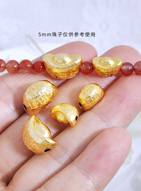 S925银镀金元宝珠间隔珠diy手链手串配饰隔珠编绳串珠金元宝珠