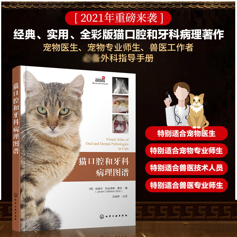猫口腔和牙科病理图谱 犬猫组织学牙齿结构 犬猫齿系图谱 猫牙科病理图谱治疗手册小动物牙周探查图例 宠物医生兽医入门参考书