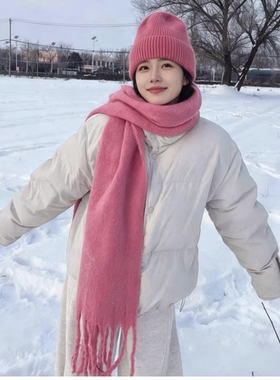 围巾帽子两件套东北雪地防寒保暖