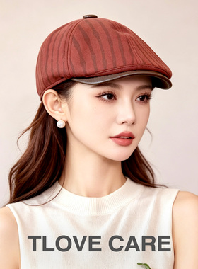 tlove复古条纹前进帽男女款春秋季新款显脸小时尚百搭出游鸭舌帽