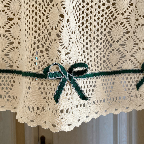 法式乡村棉线编织钩花蕾丝厨房短帘门帘窗帘柜门遮挡帘柜子 - 图2