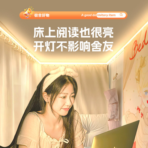 宿舍床上灯带插电式大学生宿舍好物上下铺蚊帐床帘内用氛围小夜灯 - 图3