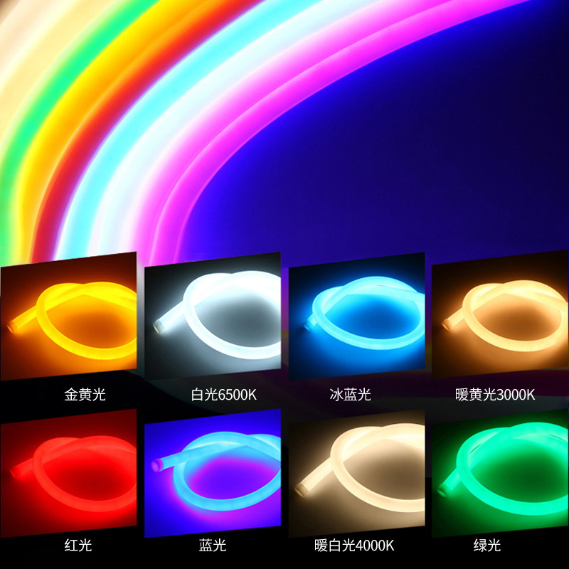 360度发光灯带硅胶圆柱形软管高亮加粗全发光24v家用氛围led灯条 - 图0