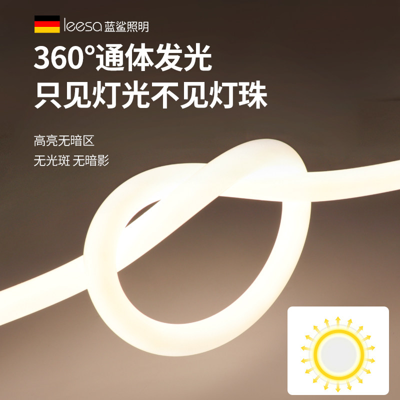 360度发光灯带硅胶圆柱形软管高亮加粗全发光24v家用氛围led灯条 - 图2