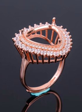 s925银三角形戒指多尺寸空托