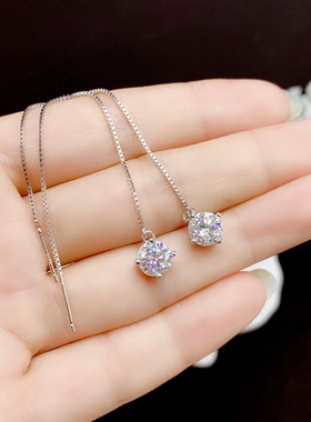 时尚网好款银耳线S925耳坠莫桑石