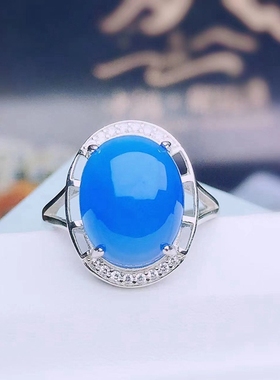 大尺寸翡翠碧玉银戒指