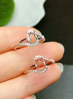 新款小葫芦戒指空托纯银精工