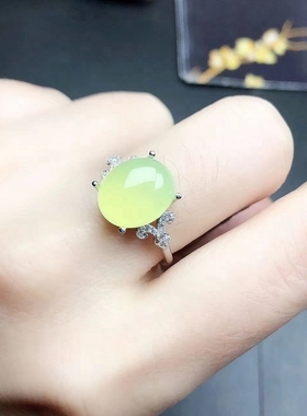 s925银封底戒指指环起荧光葡萄石