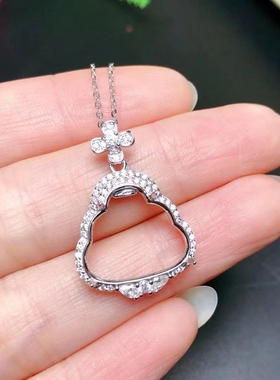 定制S925纯银吊坠银空托尺寸7*17*15mm可镶翡翠碧玉佛公等