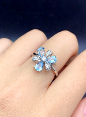 新S925银群镶水滴戒指空托4*6mm