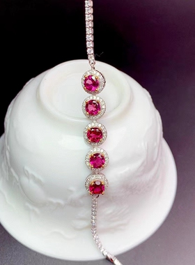 双色电镀尺寸银配件5粒裸石手链