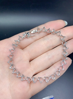 女纯银纯银甜美群镶手链手链空托