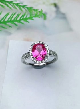 戒指空托7*9mm石代镶嵌翡翠碧玺