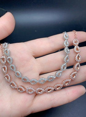 女纯银水滴手链空托奢华精工大气