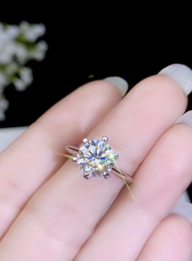 s925银经典款克拉钻戒成品8圆9mm