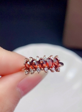 新S925纯银群镶戒指银空托小尺寸3*4mm可镶嵌红蓝宝祖母绿等