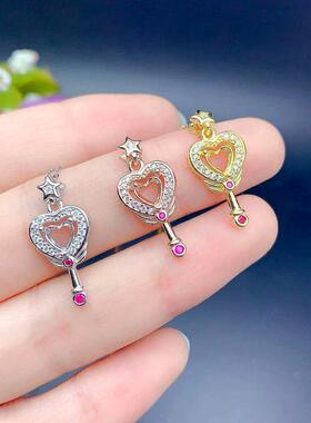 女纯银心形吊坠空托时尚百搭钥匙