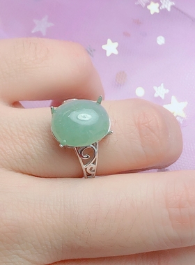 时尚风裸石戒面戒指银空托