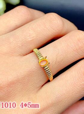 S925纯银戒指空托椭圆形女4*5mm