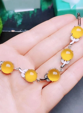 S925纯银5粒宝石手链空托尺寸圆10*10mm可镶嵌翡翠玉石平安扣