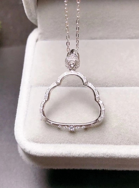 加工定制S925纯银佛公吊坠空托银托8.5*21*18mm可镶翡翠玉髓等