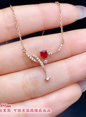 S925纯银锁骨链吊坠空托精致时尚