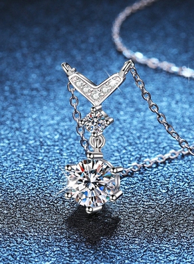 S925银D色一克拉莫桑石锁骨链