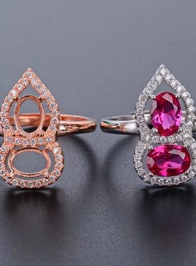 s925银女款2粒裸石银时尚流行