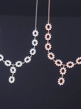 戴妃款锁骨链镶嵌翡翠碧玺空托