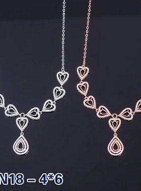 锁骨链镶嵌翡翠碧玺蜜蜡琥珀空托