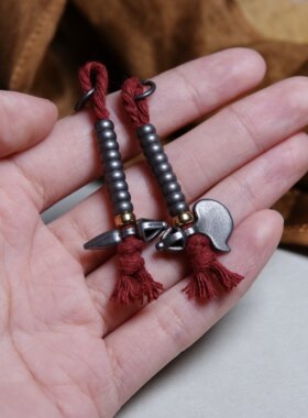 牧区复刻寒铁天铁托甲金刚钺刀普巴杵计数侧挂文玩手工念珠侧挂